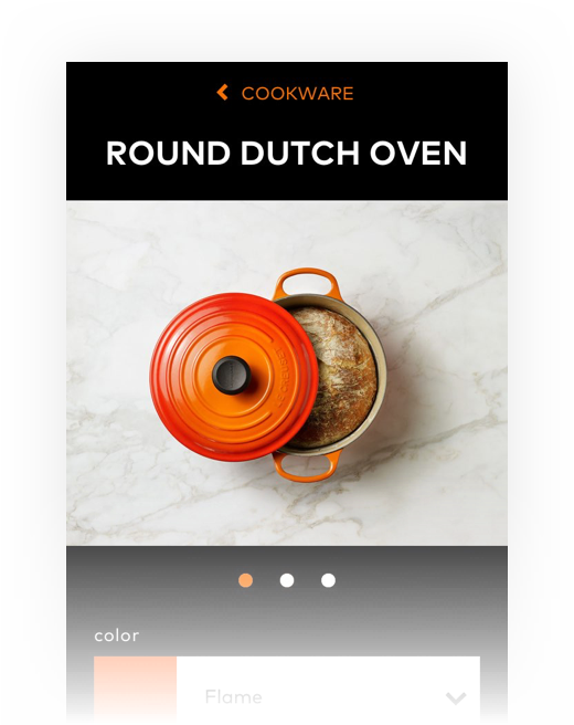 Proposed Le Creuset mobile product gallery
