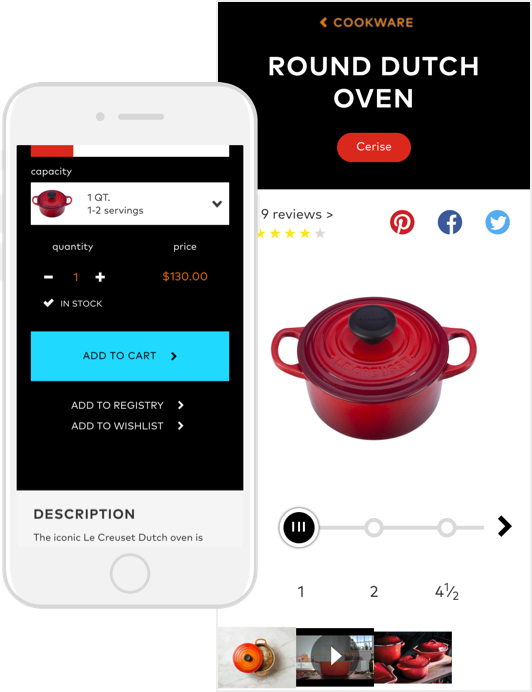 Original Le Creuset mobile product detail page