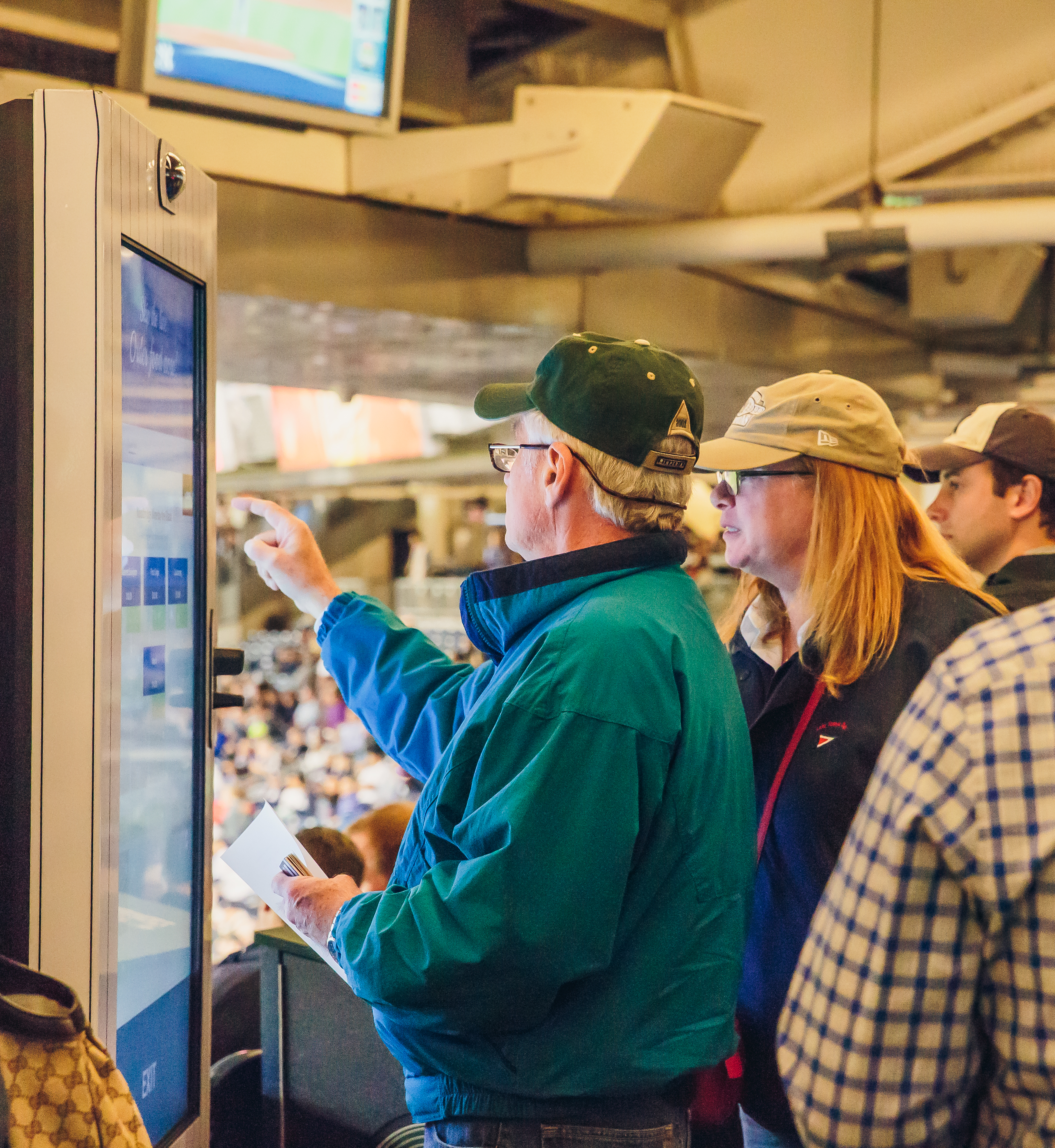 Fan using a Yankee Stadium kiosk