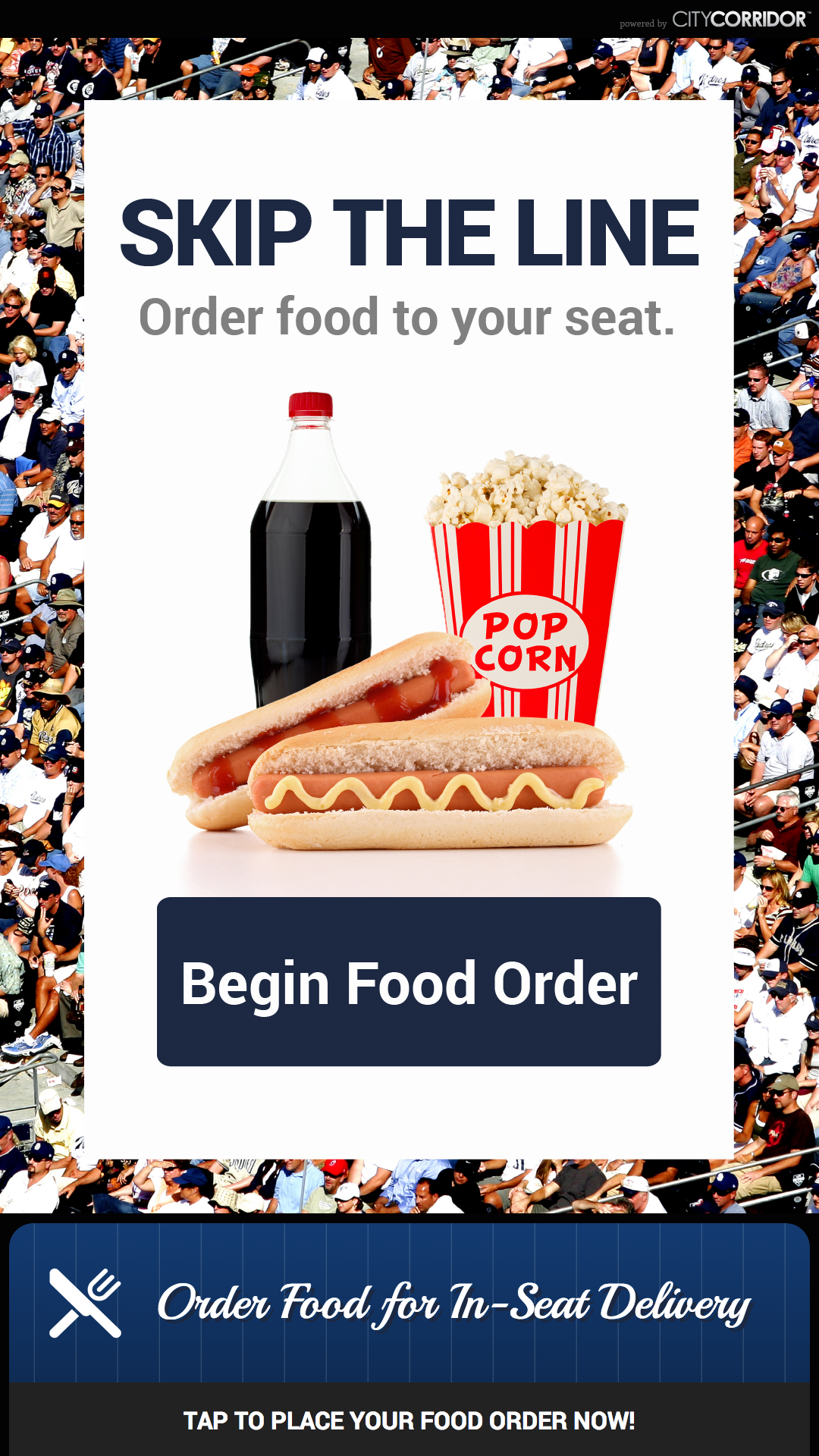 Yankee Stadium ordering promotion screen