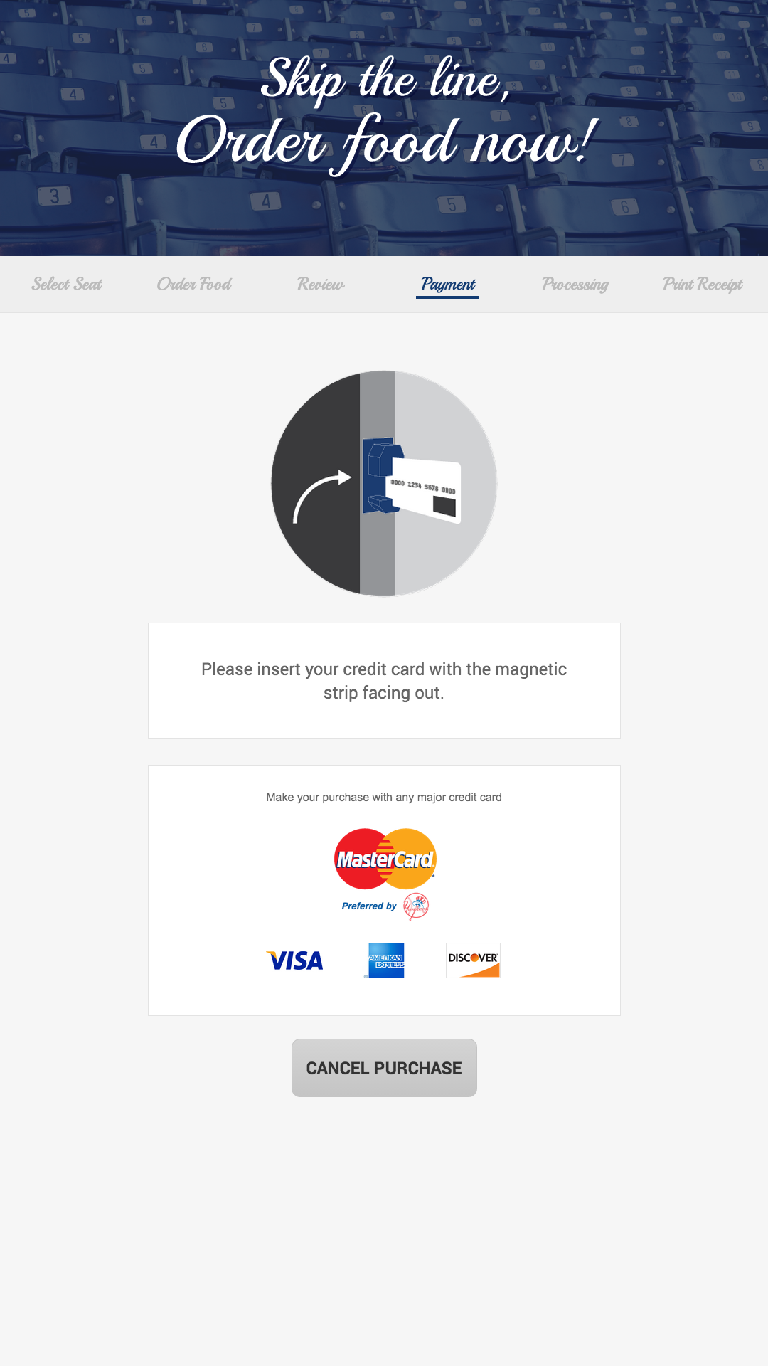 Yankee Stadium payment screen